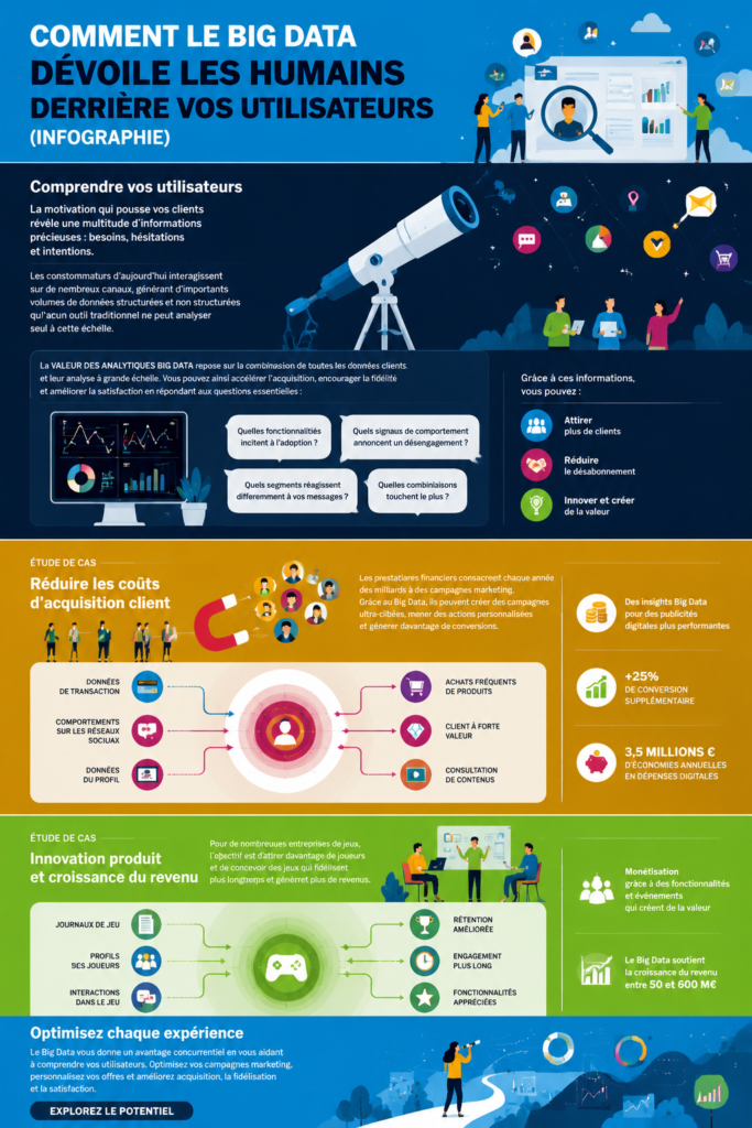 Infographie sur le big data et le comportement des utilisateurs.
