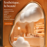 Visuel de produits de beauté intégrant des éléments technologiques liés à l'IA.