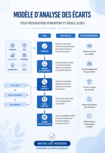 Un modèle de présentation Gap sur un ordinateur portable avec PowerPoint et Google Slides affichés.