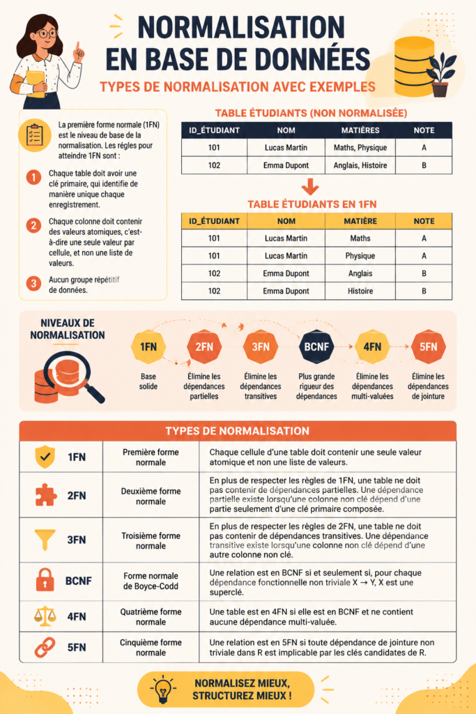 Illustration d'un graphique montrant la normalisation dans les systèmes de gestion de bases de données.
