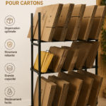 Boîtes de rangement élégantes organisées dans un intérieur chaleureux