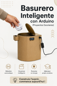 Image d'un bac à déchets intelligent conçu avec Arduino, intégrant des capteurs de tri.