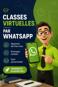 Femme en train d'apprendre sur son smartphone via WhatsApp