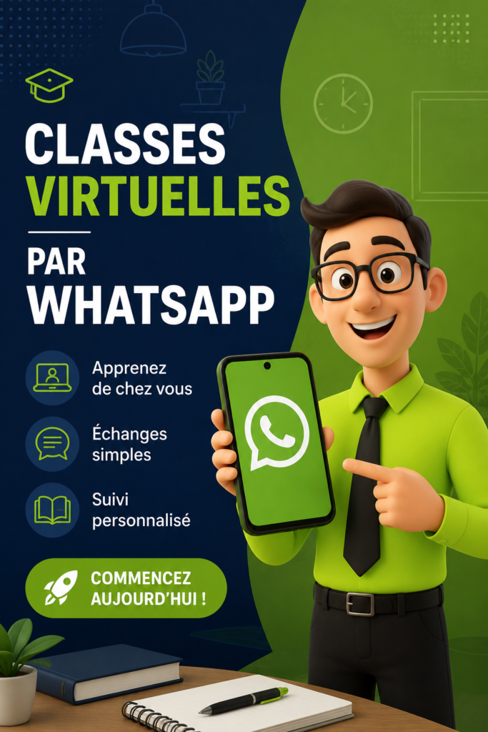Femme en train d'apprendre sur son smartphone via WhatsApp