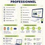 Visuel représentant une femme créant un site web professionnel sur un ordinateur, utilisant des solutions cloud.