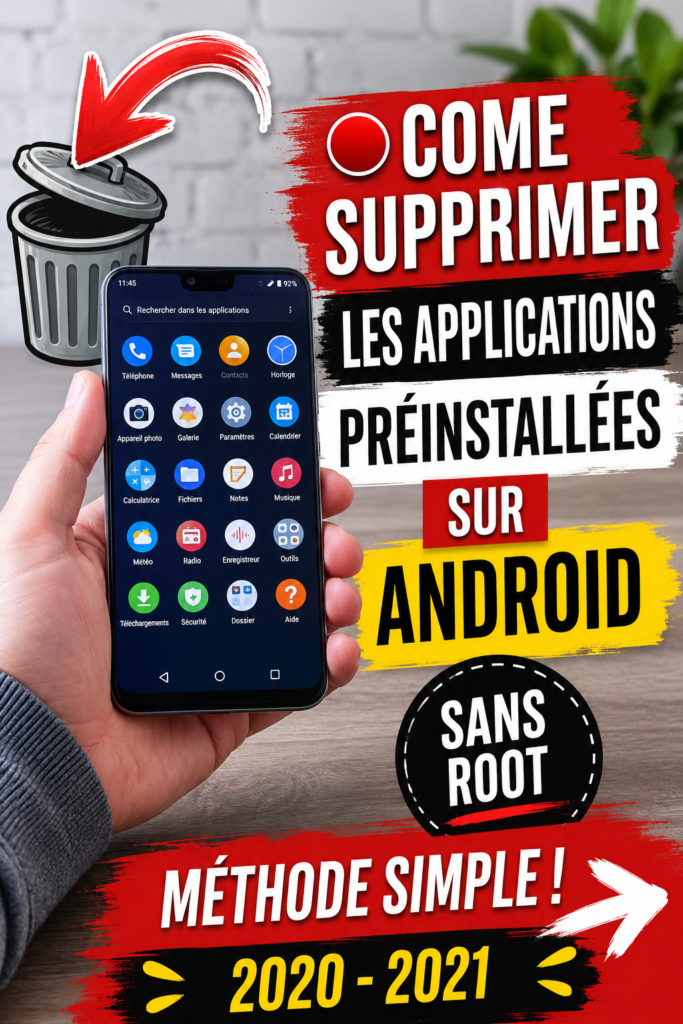 Capture d'écran d'un téléphone Android montrant des options de désinstallation d'applications.