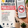Téléphone avec écran sans publicités, représentant une expérience mobile propre et fluide.