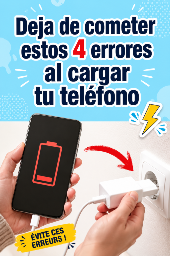 Illustration d'une femme rechargeant son téléphone correctement, évitant des erreurs courantes.