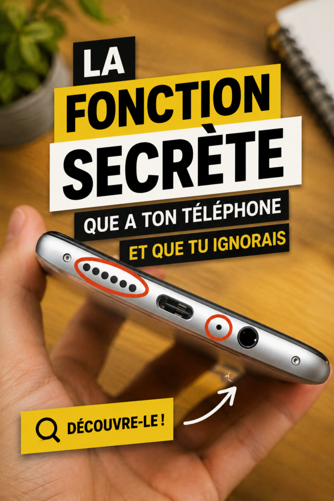 Une femme découvrant une fonctionnalité cachée sur son smartphone.
