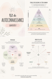 Visuel du kit d'autoconnaissance gratuit sur une table en bois avec des accessoires de développement personnel.