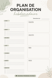 Modèle Canva illustrant un plan de semaine organisé