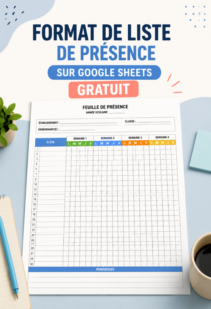 Modèle de liste de présence sur Google Sheets prêt à l'emploi