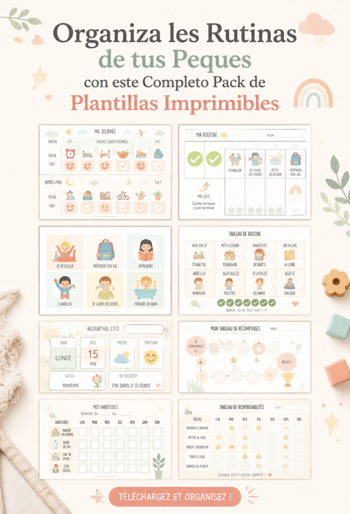 Modèles imprimables colorés pour organiser les routines des enfants