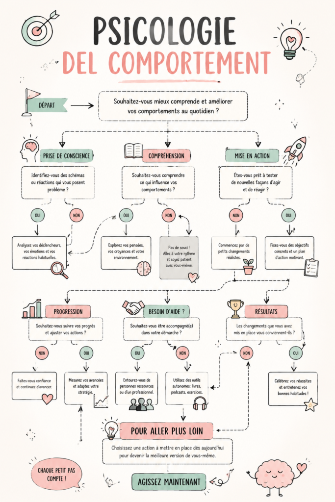 Infographie illustrant la psychologie du comportement appliquée aux choix de vie