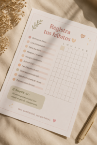 Femme utilisant une application sur son smartphone pour suivre ses habitudes quotidiens.