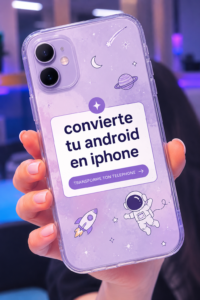 Smartphone Android personnalisé avec une interface inspirée de l'iPhone.