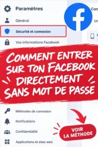 Une femme utilisant son téléphone pour accéder à Facebook sans mot de passe.