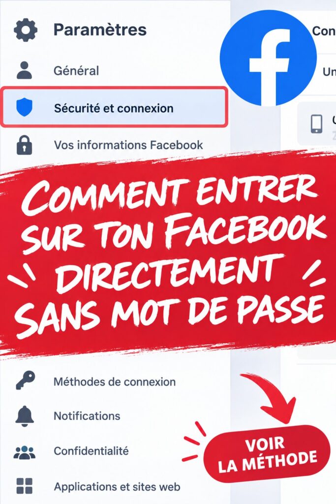 Une femme utilisant son téléphone pour accéder à Facebook sans mot de passe.