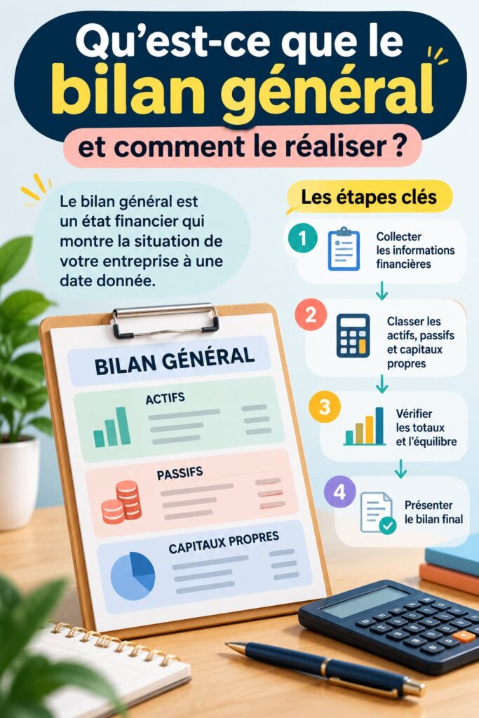 Illustration d'un bilan comptable avec calculs et graphiques
