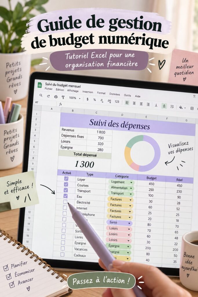 Une femme utilise Excel pour gérer son budget digital.