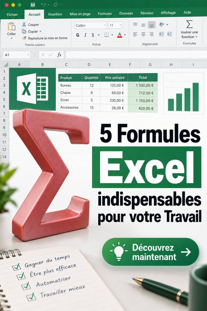 Femme utilisant Excel sur son ordinateur au bureau, avec des formules affichées à l'écran.