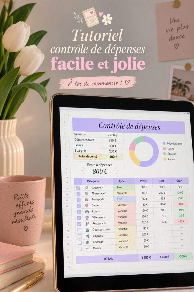 Femme utilisant une application de gestion de budget sur son smartphone.