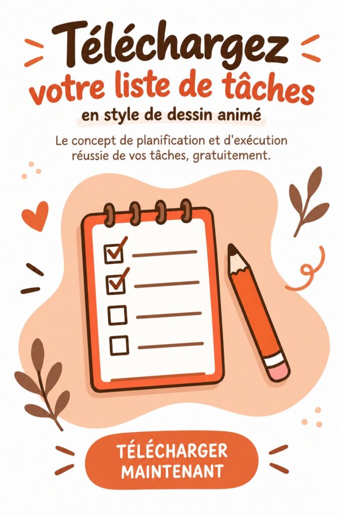 Modèle coloré de liste de tâches animées sur un bureau.