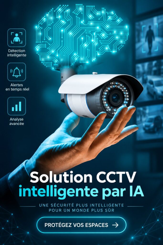 Illustration d'un système de vidéosurveillance intelligent utilisant l'IA pour une sécurité accrue.